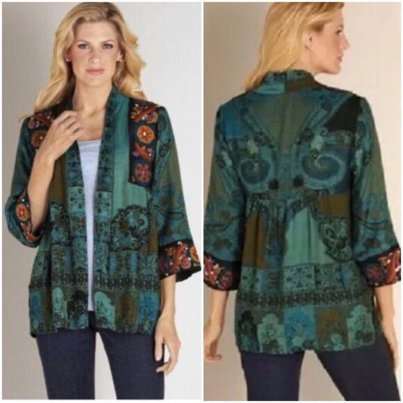 Soft Surroundings Tapestry Embroidered Cardigan/Kimono - Picture 2 of 10